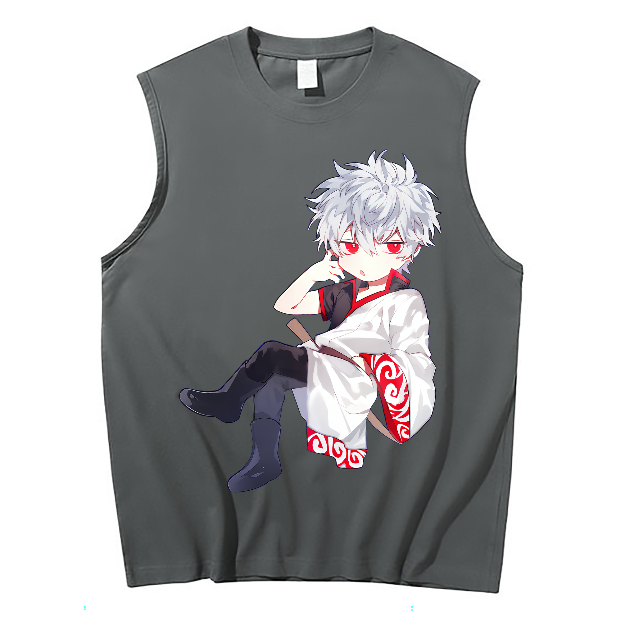 （画像用） ぎんたま 坂田銀時（さかたぎんとき） 神楽 志村新八（しむら しんぱち） GINTAMA Sakata Gintoki Kagura Shimura Shinpachi コットン100％タンクトップ（フロントプリント）